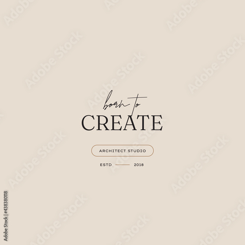 Hand drawn line art minimal vector logo design template. Boho style illustration of elegant signs and badges for beauty, natural cosmetics, wellness, creative agency, fashion, wedding.