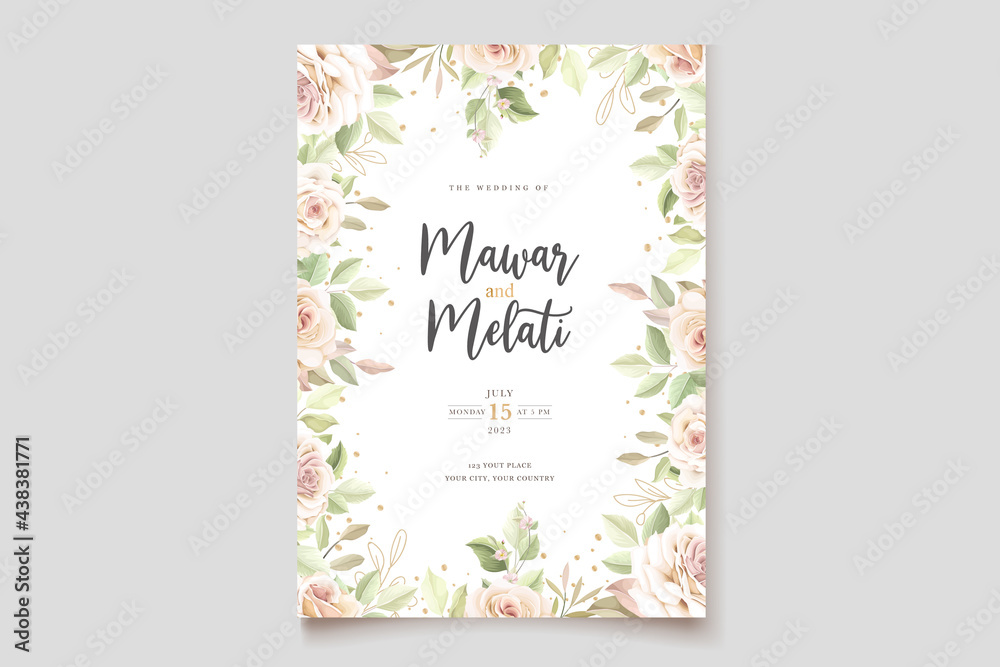 hand drawn roses invitation card template