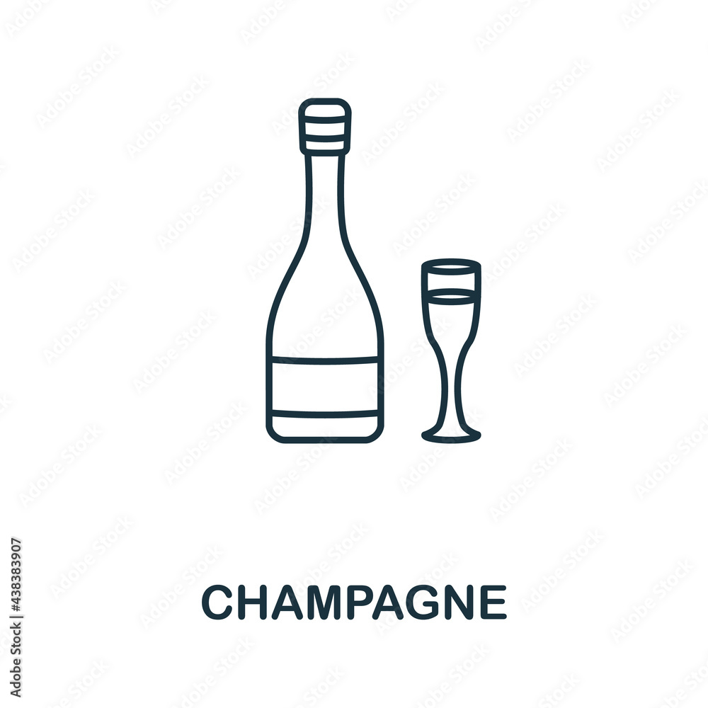 Champagne icon from valentines day collection. Simple line element Champagne symbol for templates, web design and infographics Champagne icon from valentines day collection. Simple line element Champagne symbol for templates, web design and infographics