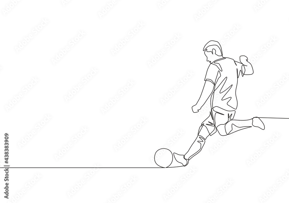Continuous line drawing of two football player and handshaking posters for  the wall • posters young, white, vector | myloview.com