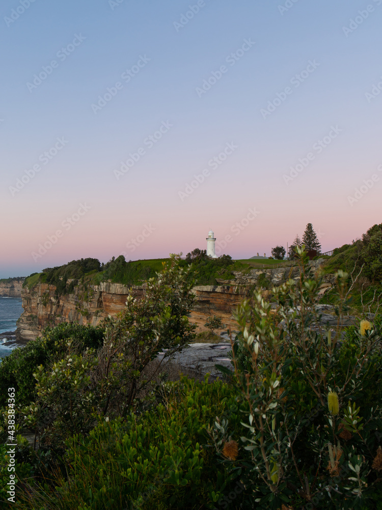 Sunrise view of Macquarie Lighthouse, Sydney, Australia.