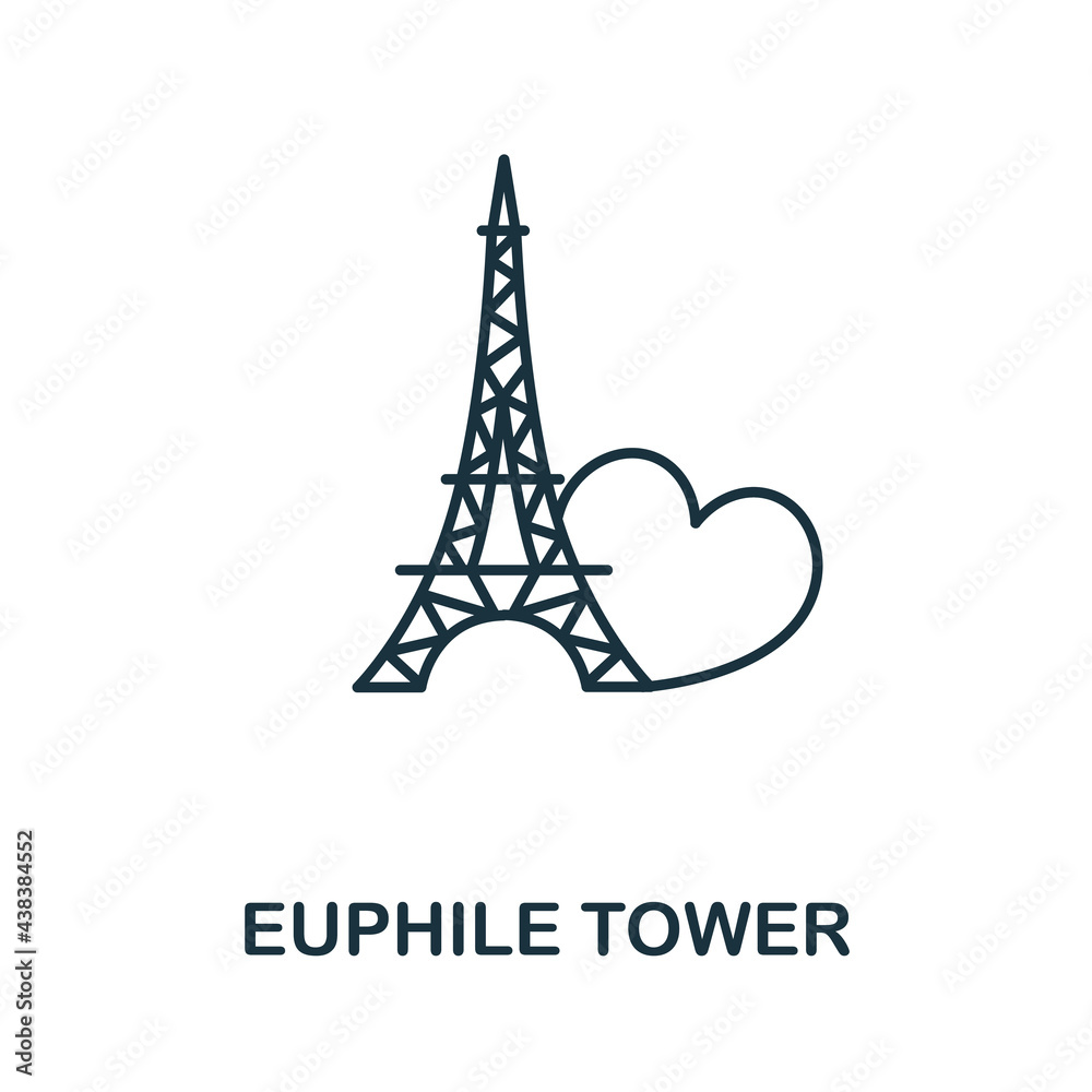 Euphile Tower icon from valentines day collection. Simple line element Euphile Tower symbol for templates, web design and infographics