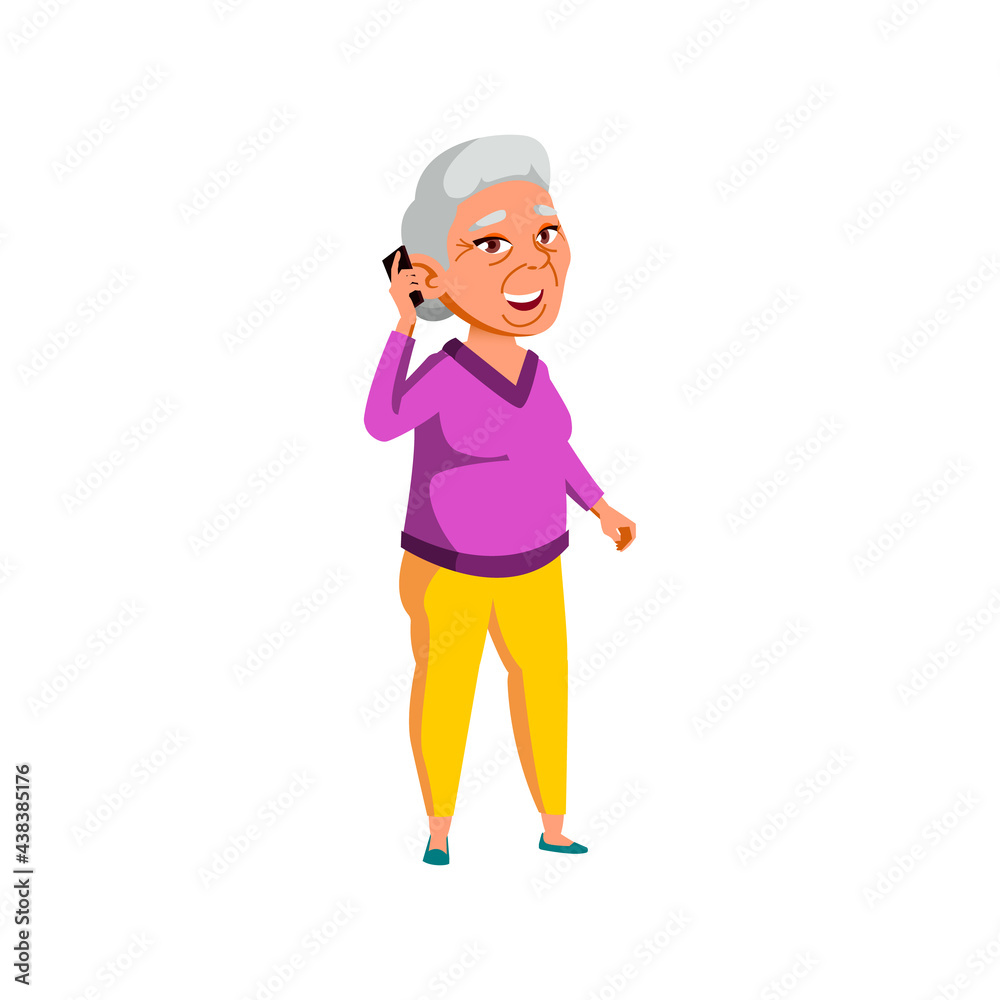elderly chinese lady speaking with son on cellphone cartoon vector. elderly chinese lady speaking with son on cellphone character. isolated flat cartoon illustration elderly chinese lady speaking with son on cellphone cartoon vector. elderly chinese lady speaking with son on cellphone character. isolated flat cartoon illustration