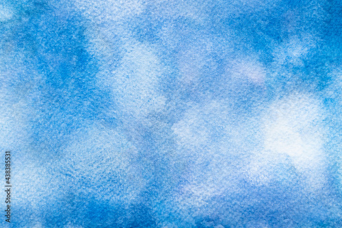 Blue watercolor background. Handmade background of paint brush art texture.