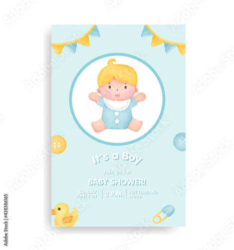 baby shower card with lovely elements.
