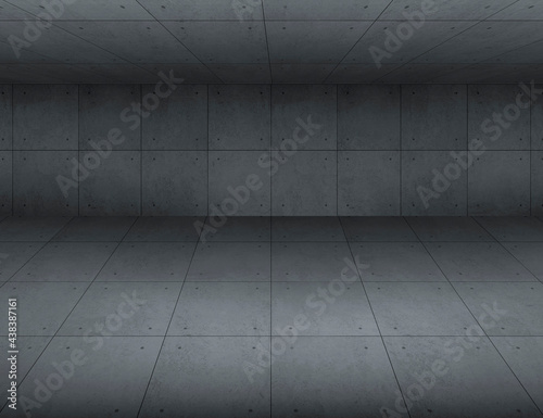 Empty room with concrete floor and wall 3D Render