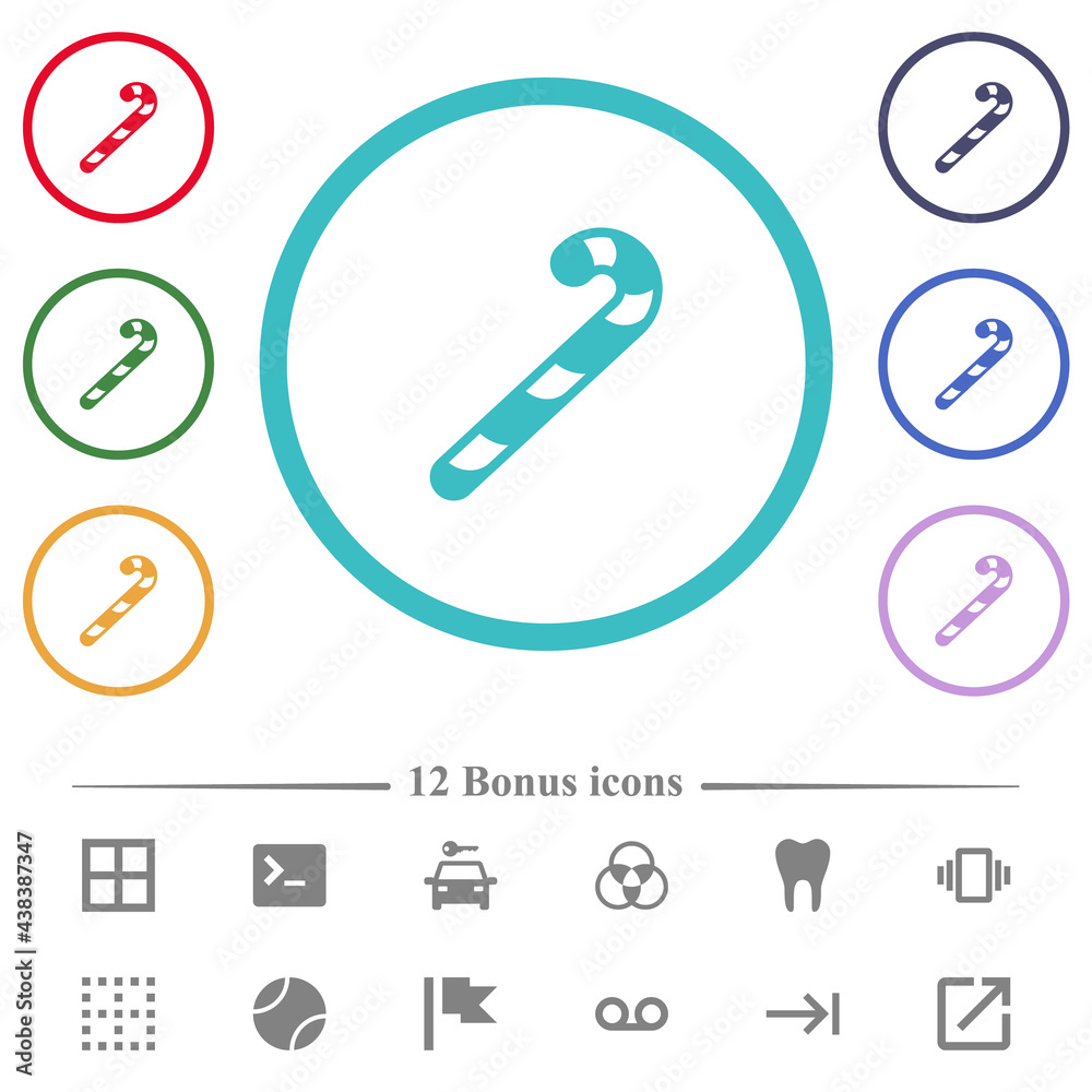 Candy canes flat color icons in circle shape outlines Candy canes flat color icons in circle shape outlines