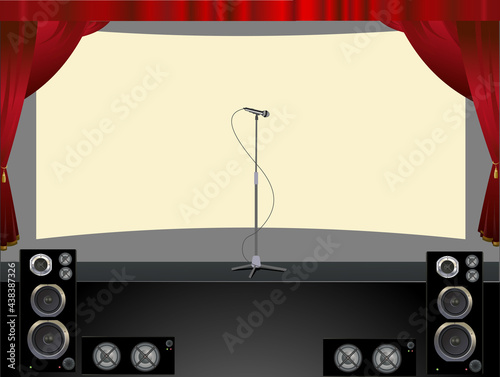 Theater stage with concert microphone