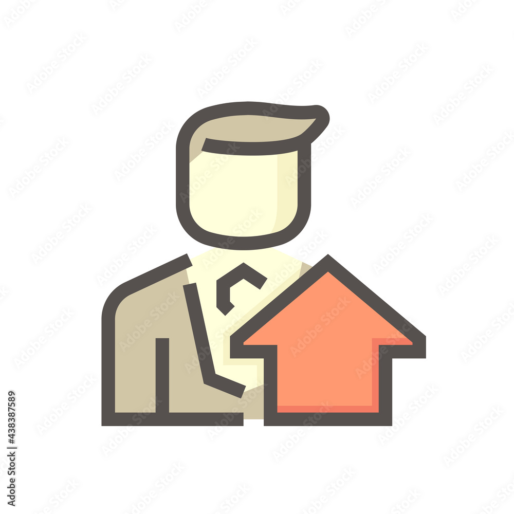 Housing estate and agent or realtors vector icon. Include home or house building. That people is specialize in real estate, property, law i.e. development, owned, sale, rent, buy, investment. 48x48 px Housing estate and agent or realtors vector icon. Include home or house building. That people is specialize in real estate, property, law i.e. development, owned, sale, rent, buy, investment. 48x48 px