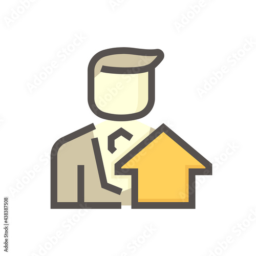 Housing estate and agent or realtors vector icon. Include home or house building. That people is specialize in real estate, property, law i.e. development, owned, sale, rent, buy, investment. 48x48 px