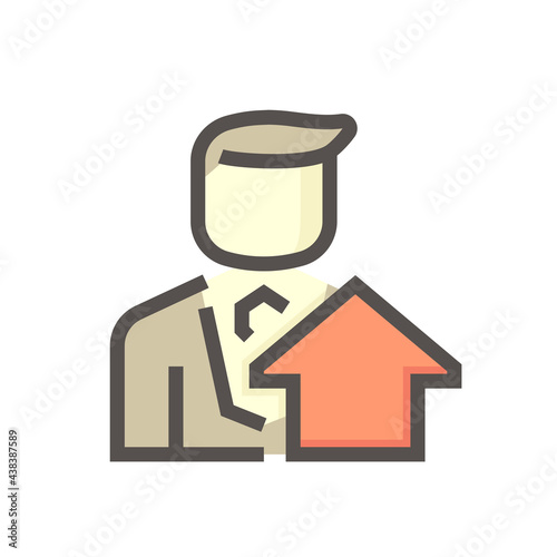 Housing estate and agent or realtors vector icon. Include home or house building. That people is specialize in real estate, property, law i.e. development, owned, sale, rent, buy, investment. 48x48 px