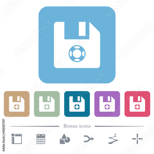 Help file flat icons on color rounded square backgrounds