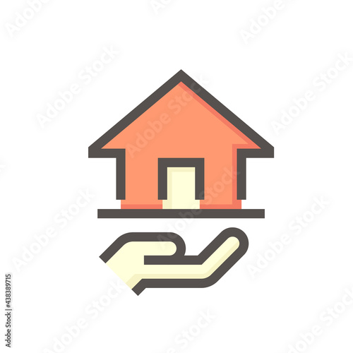 Housing estate and agent or realtors vector icon. Include home or house building. That people is specialize in real estate, property, law i.e. development, owned, sale, rent, buy, investment. 48x48 px