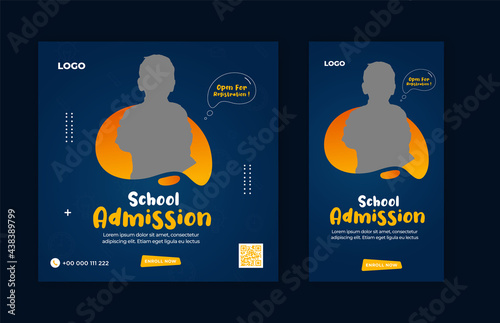 School admission open now social media post and story banner template	