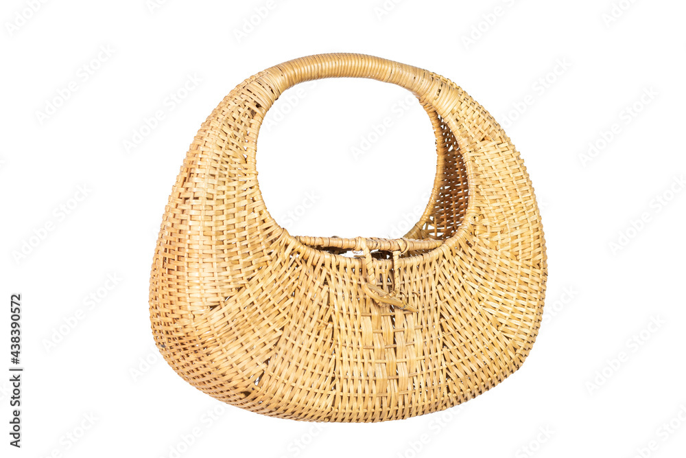 Fototapeta premium Empty Vintage wicker basket isolate on white background