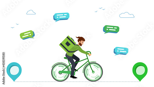 Concept of delivering online orders from online stores.