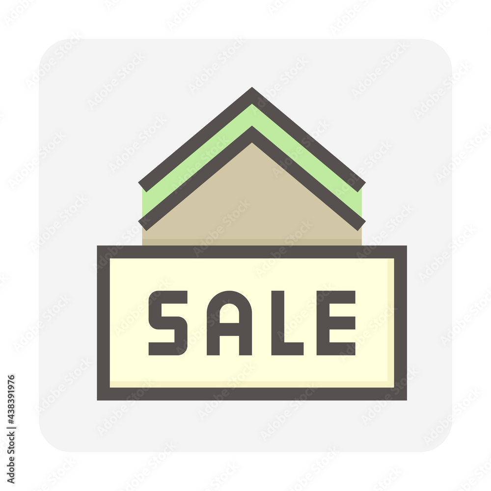 House for sale vector icon. That foreclose real estate or property consist of home or house building and forsale sign. Also for development, owned, rent, buy, purchase or investment. 48x48 pixel.
House for sale vector icon. That foreclose real estate or property consist of home or house building and forsale sign. Also for development, owned, rent, buy, purchase or investment. 48x48 pixel.