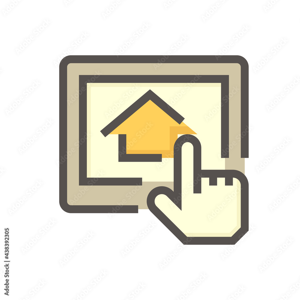 Search house vector icon. Consist of tablet and people. That resident, agent or realtor to online find real estate or property for development, owned, sale, rent, buy or investment. 48x48 pixel. Search house vector icon. Consist of tablet and people. That resident, agent or realtor to online find real estate or property for development, owned, sale, rent, buy or investment. 48x48 pixel.