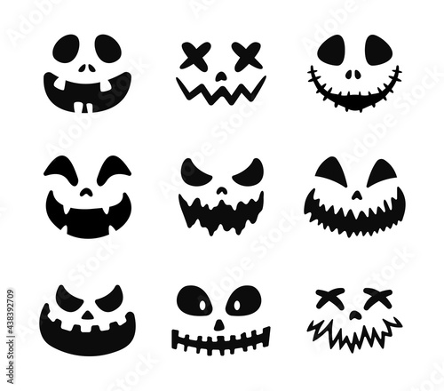 Scary Ghost Horror Face Silhouette Vector For Carving On Halloween Pumpkin