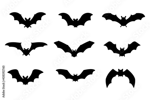 Bat vampire vector. scary ghost bat silhouette Flying out to suck blood on Halloween.