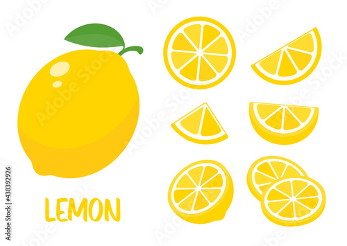 Sour yellow lemons. High vitamin C lemons are cut into slices for summer lemonade.