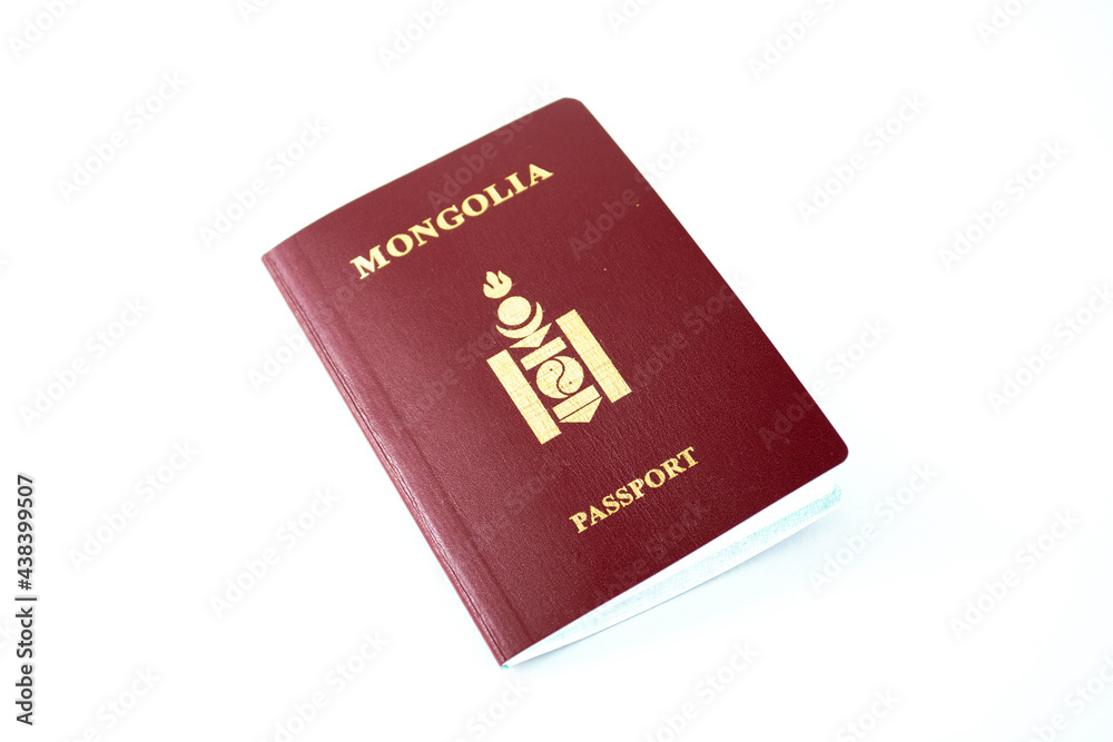 Mongolia passport isolated on white background Mongolia passport isolated on white background