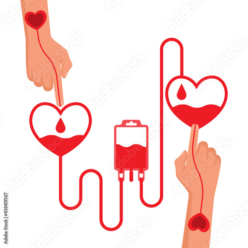 World Blood Donor Day, June 14th. Medical banner. Blood donation concept. Save life. Vector illustrations flat design. Template for web design and print.