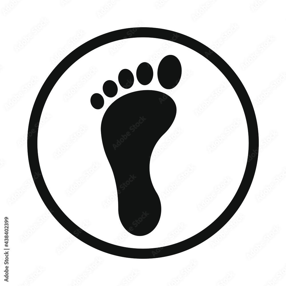 Footprint vector icon. Bare human foot print symbol. Pace imprint sign. Barefoot step mark logo silhouette. Footprint vector icon. Bare human foot print symbol. Pace imprint sign. Barefoot step mark logo silhouette.