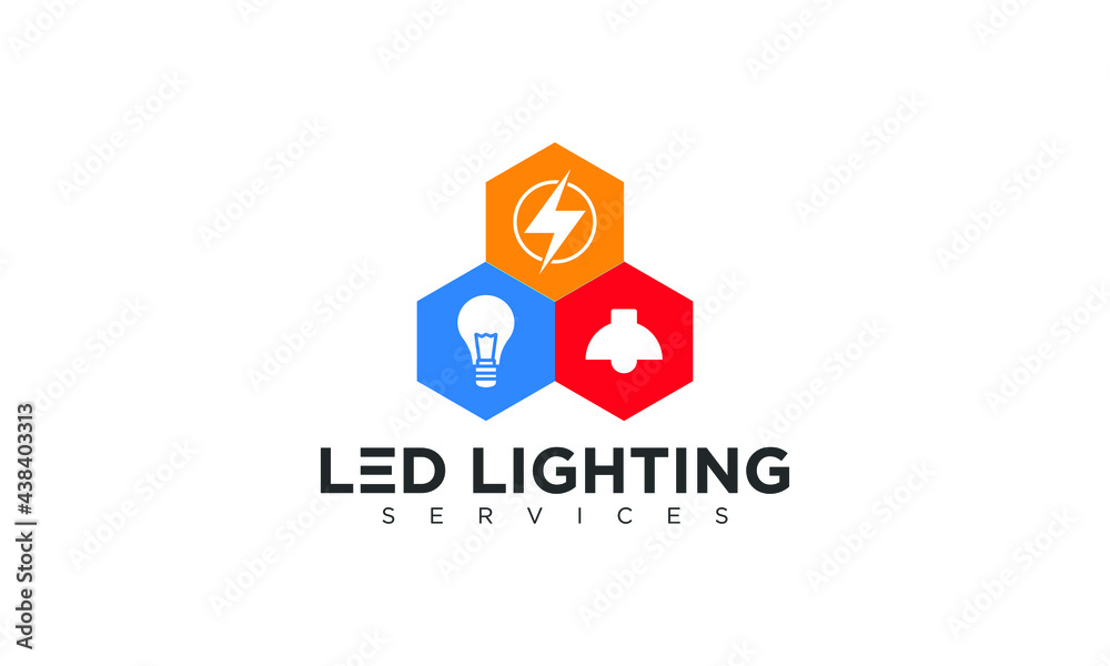 Fototapeta premium Led Lighting Services Creative Modern Electric Vector Logo Design