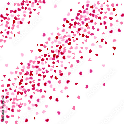 Heart Confetti. Red Elements of Heart-Shape on white Background.