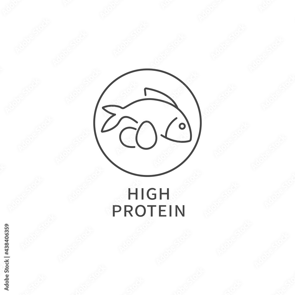 Vector line logo, badge or icon - high protein food. Symbol of healthy eating. Vector line logo, badge or icon - high protein food. Symbol of healthy eating.