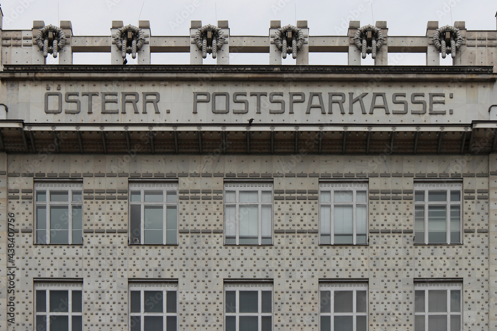 art nouveau post office (postsparkasse) in vienna (austria)