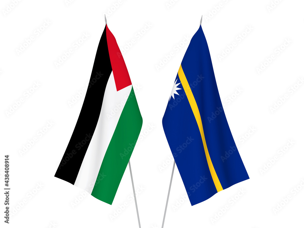 Palestine and Republic of Nauru flags