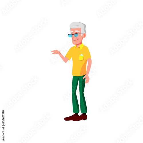 caucasian elderly man talking with grandmother cartoon vector. caucasian elderly man talking with grandmother character. isolated flat cartoon illustration