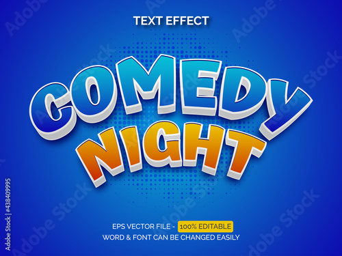 Comedy night text effect. Editable text effect vector cartoon style.