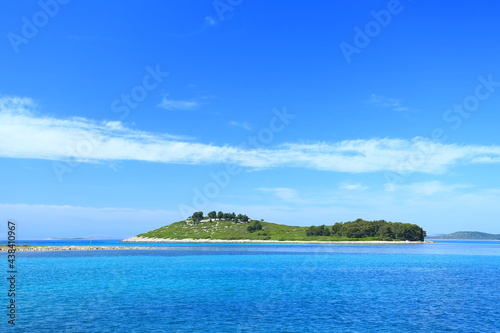 Island Veli Skolj near Pakostane, touristic destination, Croatia