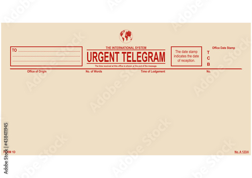 Vintage blank urgent telegram form. Easy to edit vector without gradients.