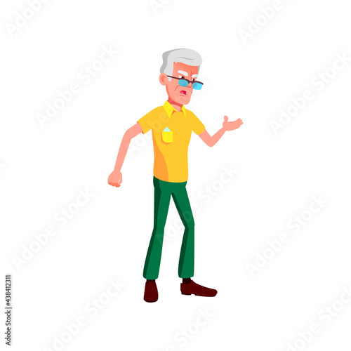 mad man senior shouting at children on playground cartoon vector. mad man senior shouting at children on playground character. isolated flat cartoon illustration