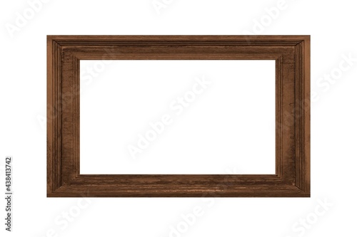 Brown wooden picture frame isolated on a white background