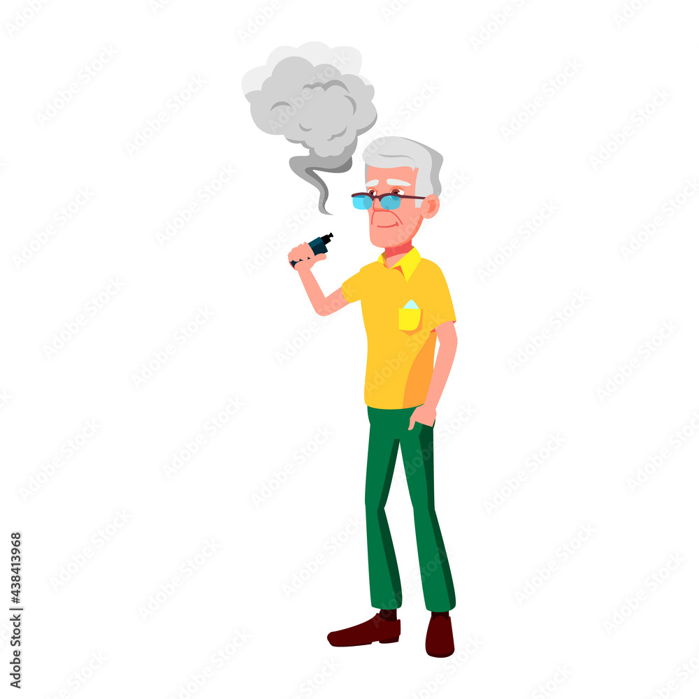 mature age man smoking vape device cartoon vector. mature age man smoking vape device character. isolated flat cartoon illustration mature age man smoking vape device cartoon vector. mature age man smoking vape device character. isolated flat cartoon illustration