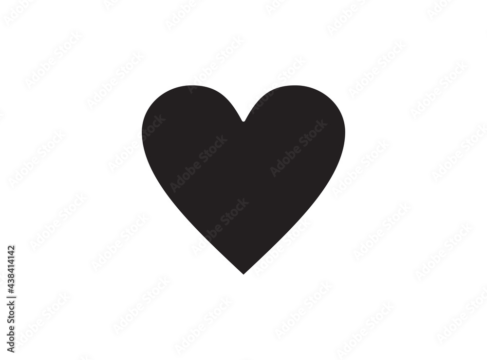Black heart icon vector on a white background
