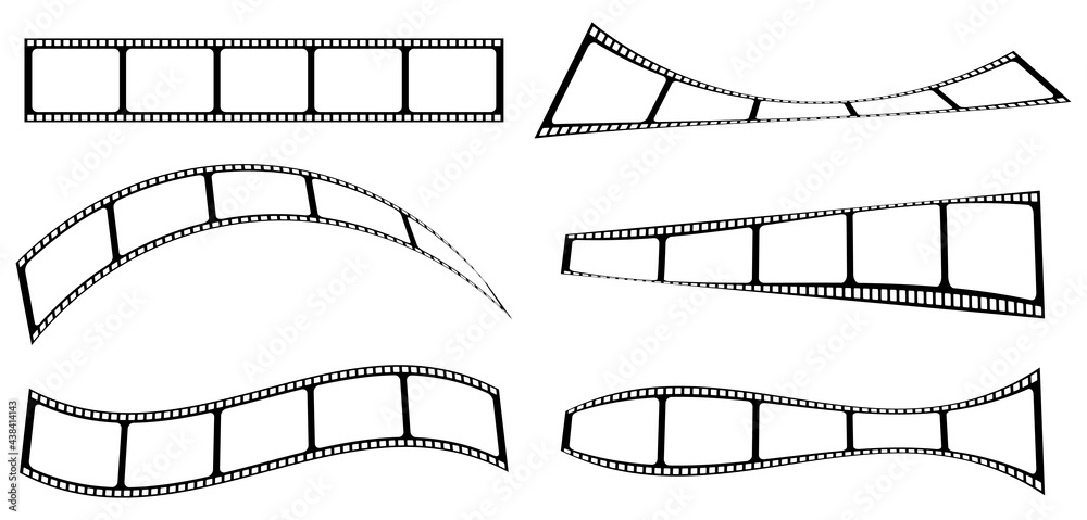 Set of film strip in different shapes. Vector illustration - obrazy, fototapety, plakaty 