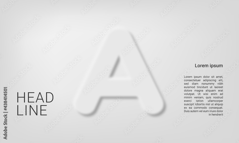 Fototapeta premium Neumorphic letter A alphabet layout abc ABC poster template