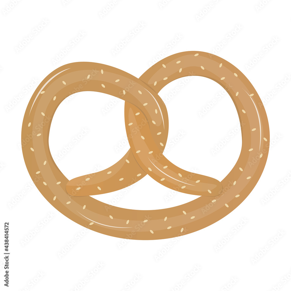 Traditional german pretzel vector illustration. Bakery product icon isolated on white background. Symbol of Oktoberfest in cartoon style Traditional german pretzel vector illustration. Bakery product icon isolated on white background. Symbol of Oktoberfest in cartoon style