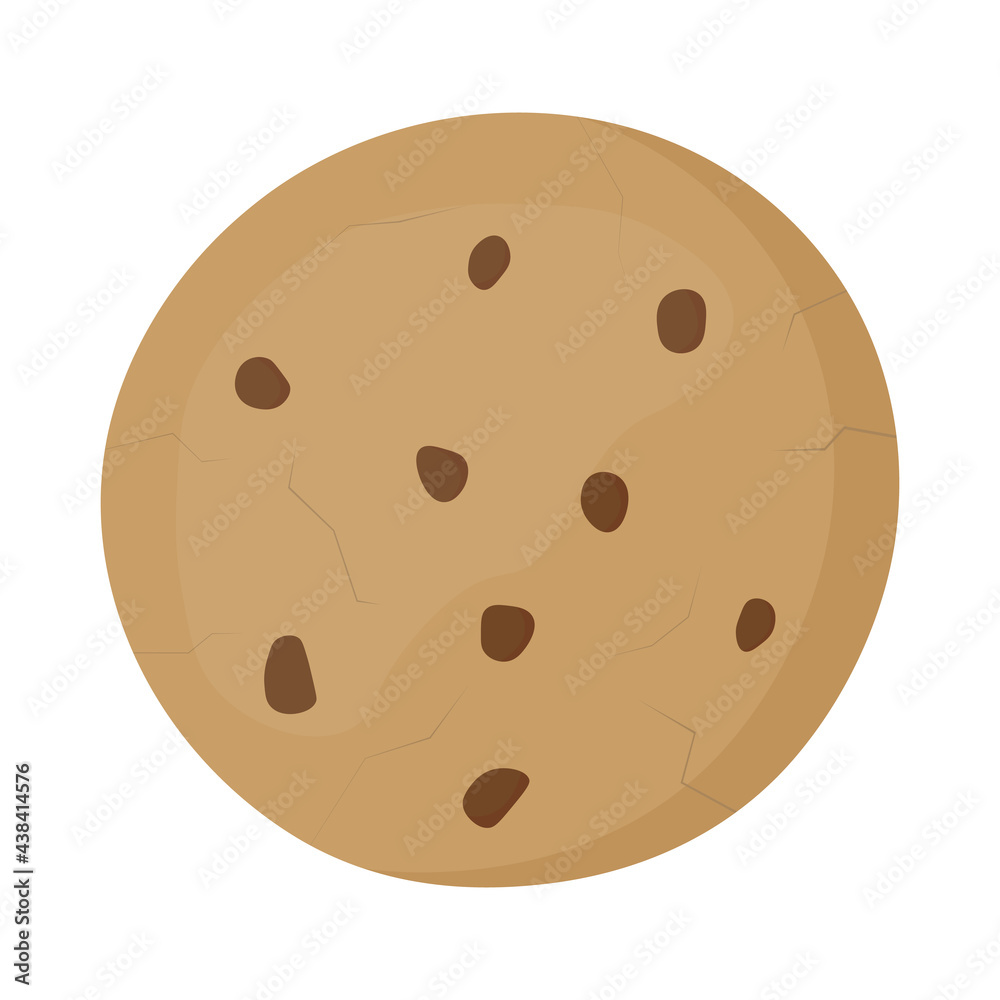 Fototapeta premium Traditional chocolate chip cookie vector illustration. Cookie icon in flat style. Bakery product