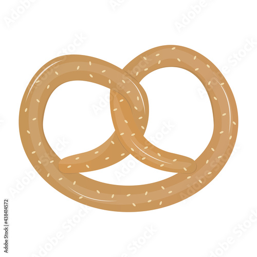 Traditional german pretzel vector illustration. Bakery product icon isolated on white background. Symbol of Oktoberfest in cartoon style