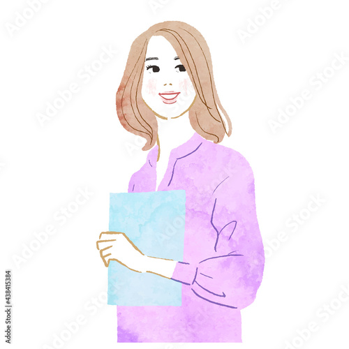 ファッショナブルな若い女性のベクター線画