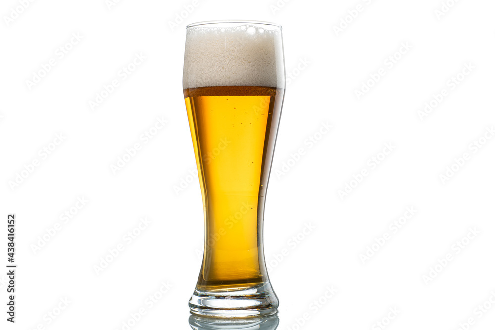 glass with foam beer on white background isolated glass with foam beer on white background isolated