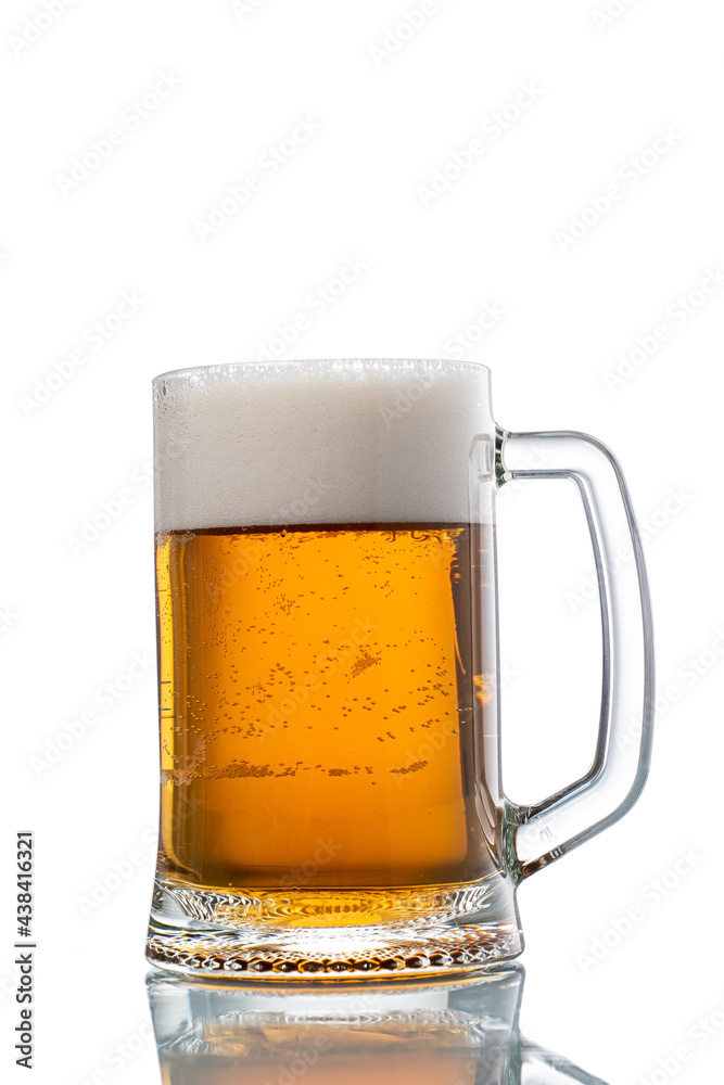glass with foam beer on white background isolated glass with foam beer on white background isolated