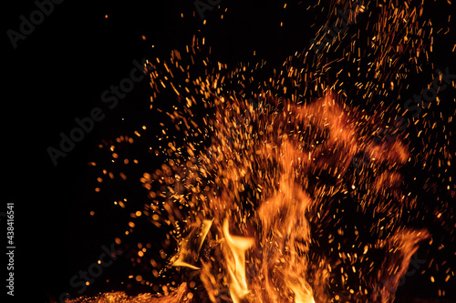 Fire flames on black backgr...